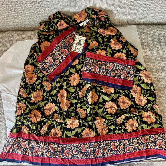 Bohemian Swing Dress with Floral Print With Border Hem and Sleeve - Picture 6 of 11